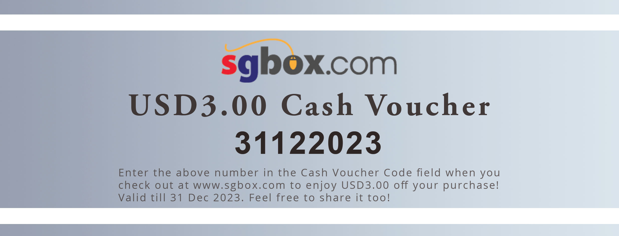 SGBox.com Cash Voucher